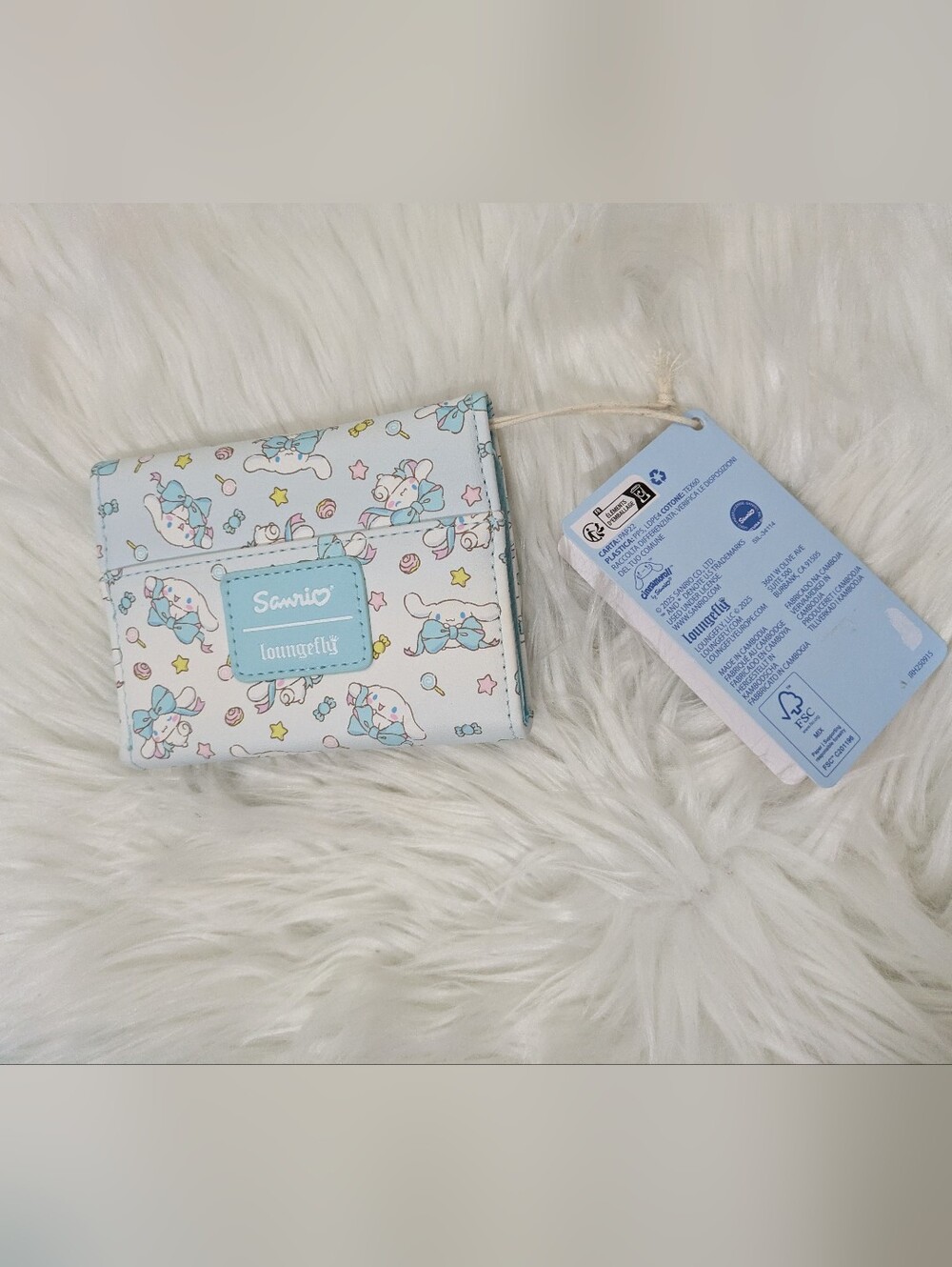 Sanrio x Loungefly Cinnamoroll Bows Mini Flap Wallet White & Blue New With Tags!